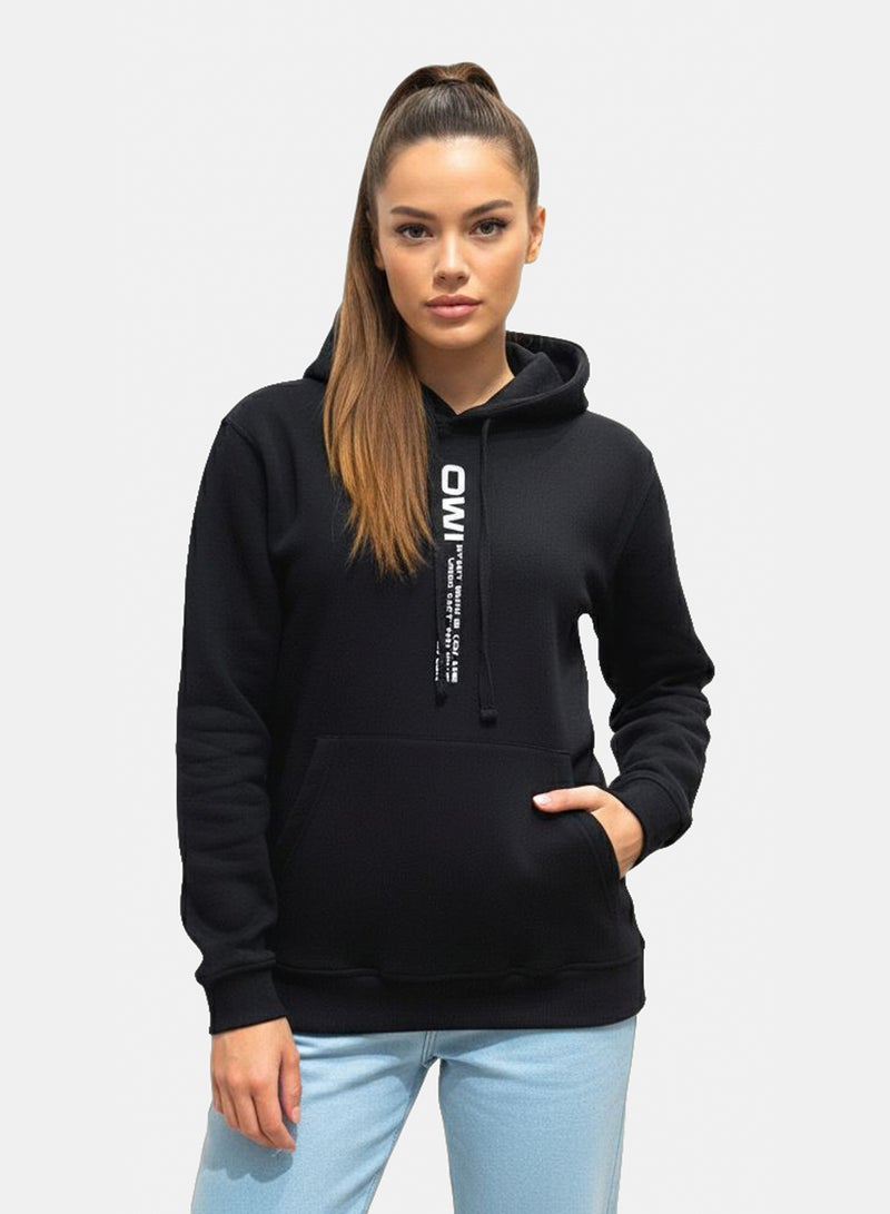 OWL UNISEX HOODIE OWL PRINTED  BLACK - Image 3